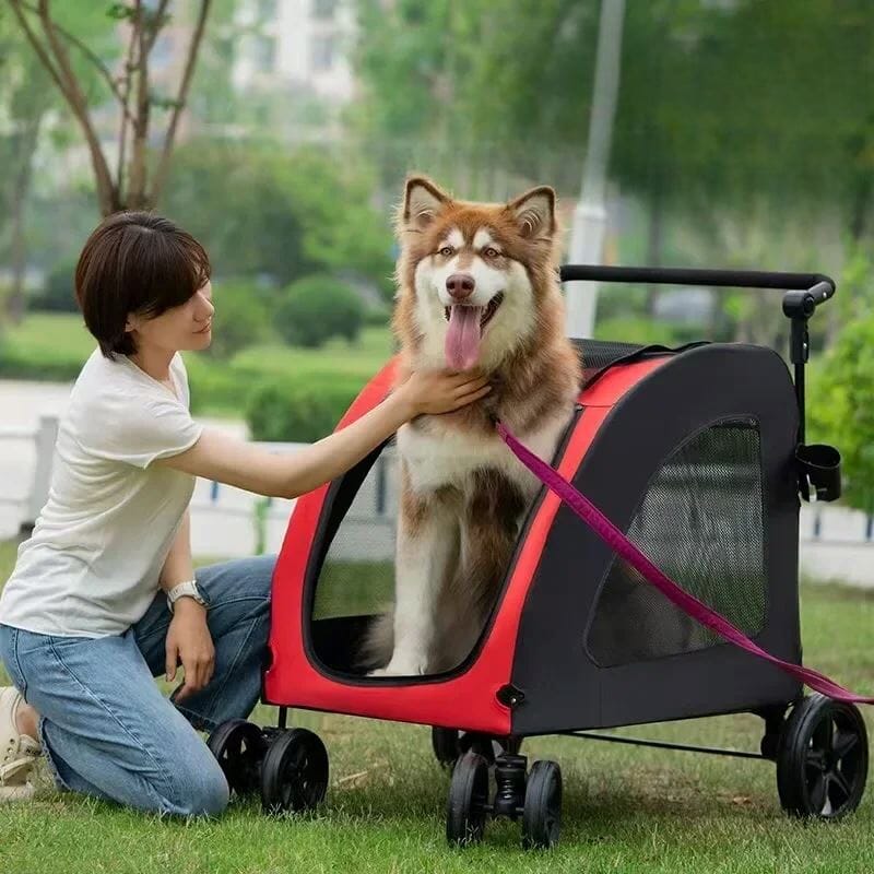 Poussette pour Chien - StrollyPet™ - Rouge - Bulle de Chien