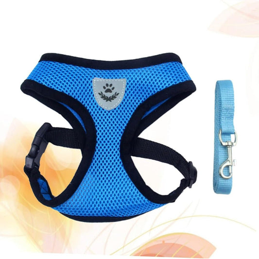 Harnais Petit Chien - DogHarnessLeadLeash™ - Bleu - Bulle de Chien