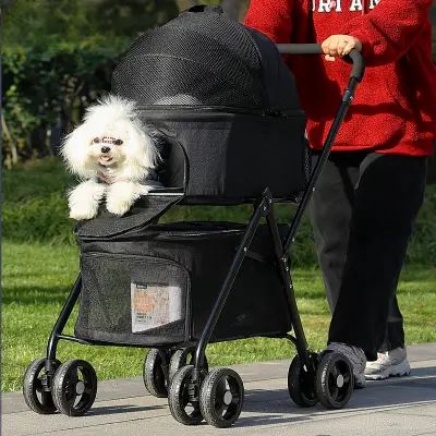 Poussette pour Chien - PetStroller™ - Noir - Bulle de Chien