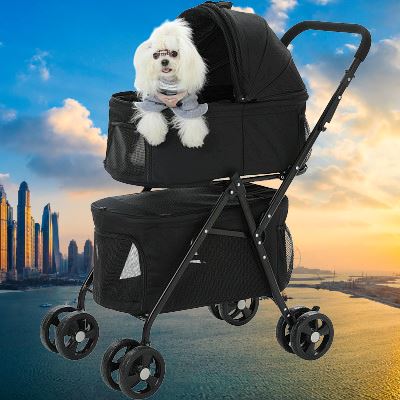 Poussette pour Chien - PetStroller™ - Noir - Bulle de Chien