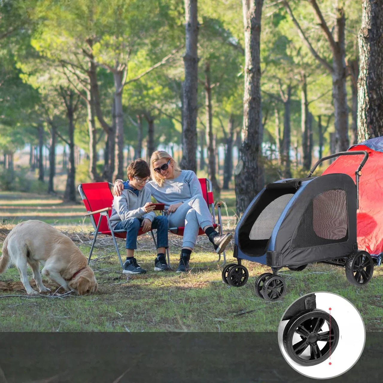 Poussette pour Chien - StrollyPet™ - Bleu - Bulle de Chien
