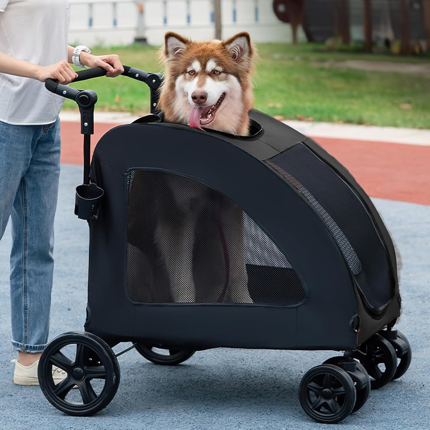 Poussette pour Chien - StrollyPet™ - Noir - Bulle de Chien