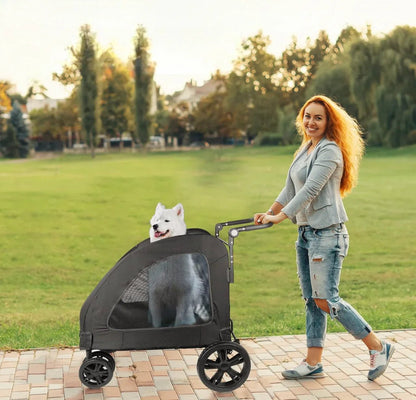 Poussette pour Chien - StrollyPet™ - Noir - Bulle de Chien