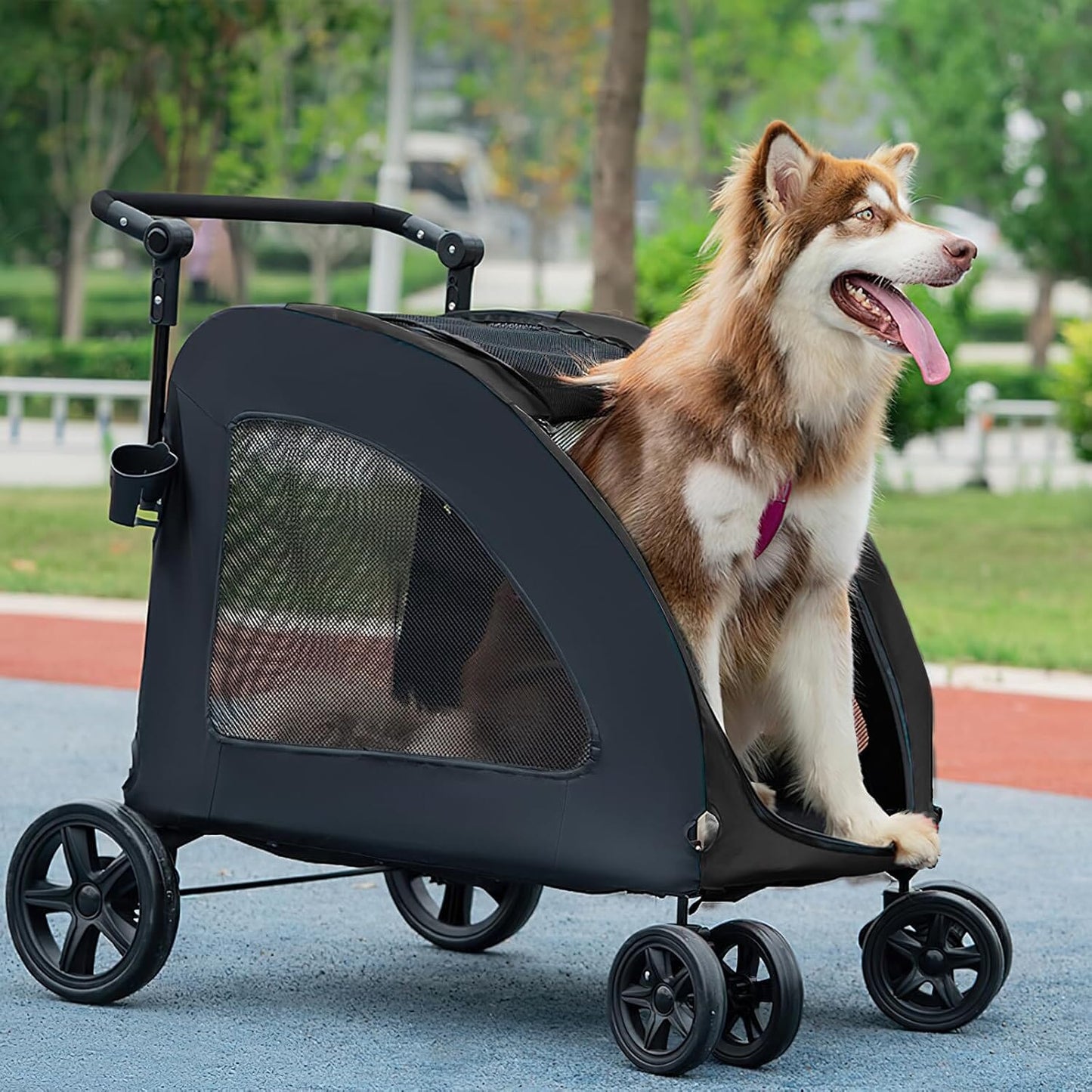 Poussette pour Chien - StrollyPet™ - Noir - Bulle de Chien