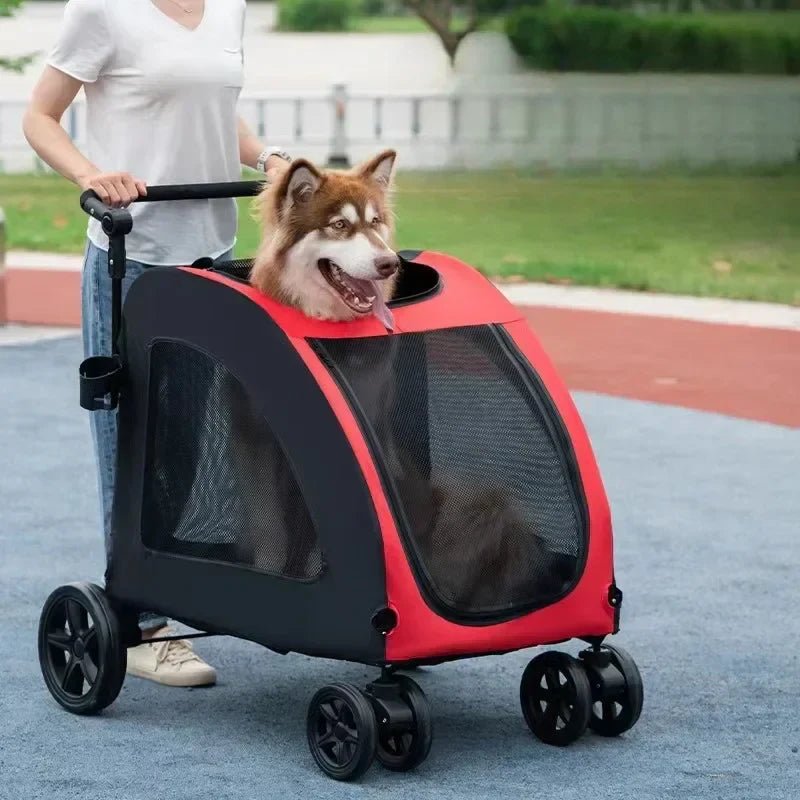 Poussette pour Chien - StrollyPet™ - Rouge - Bulle de Chien