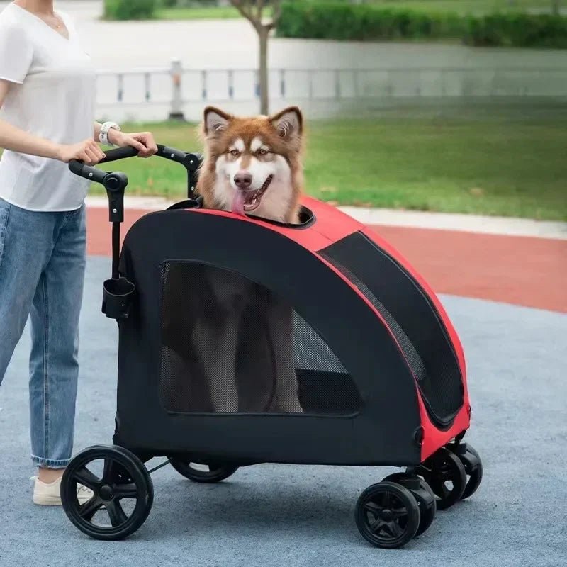 Poussette pour Chien - StrollyPet™ - Rouge - Bulle de Chien